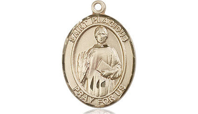 St Placidus Catholic Saint Medal, 14kt gold, Bliss Manufacturing