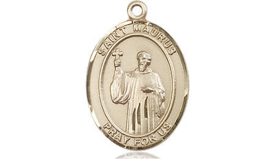 St Maurus Medal Necklace, 14kt gold, Bliss Manufacturing