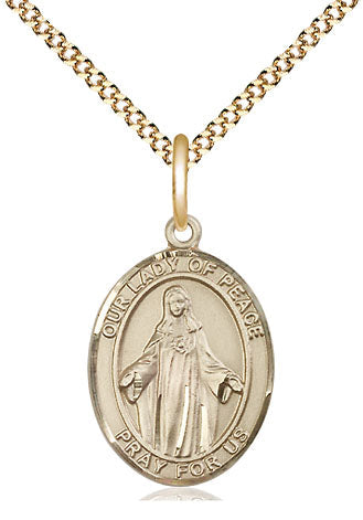 Our Lady of Peace Catholic Patron Saint Medal, gold-filled, Bliss Manufacturing