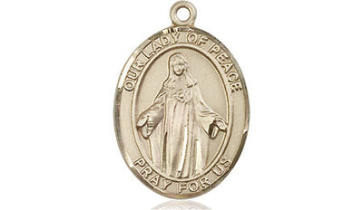 Our Lady of Peace Catholic Patron Saint Medal, 14kt gold, Bliss Manufacturing