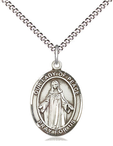 Our Lady of Peace Catholic Patron Saint Medal, pewter / sterling silver / gold-filled (view 4), Bliss Manufacturing