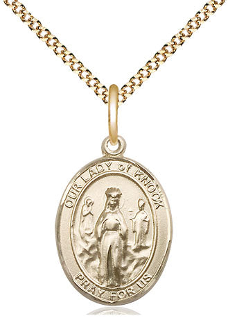 Our Lady of Knock Catholic Patron Saint Medal, gold-filled, Bliss Manufacturing