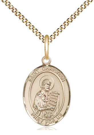St Christian Demosthenes Medal Necklace, gold-filled, Bliss Manufacturing