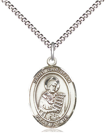 St Christian Demosthenes Medal Necklace, pewter / sterling silver / gold-filled (view 4), Bliss Manufacturing