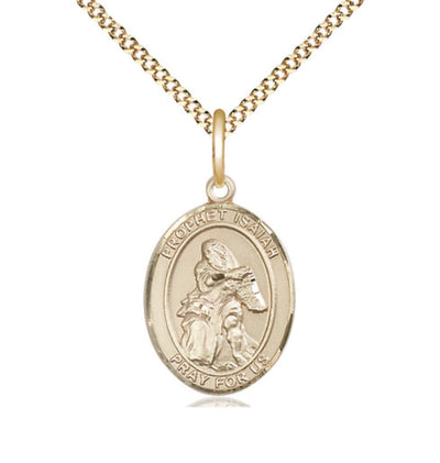 St Prophet Isaiah Catholic Saint Gold-filled Medium Medal with Plated Chain, Bliss Manufacturing