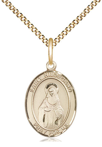 bliss manufacturing medium 14kt gold filled st hildegard von bingen medal on a 18 inch gold plate light curb chain,