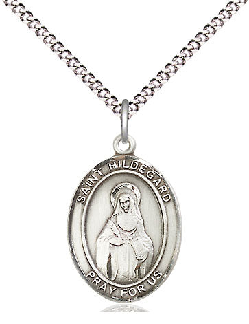 bliss manufacturing medium st hildegard von bingen sterling silver medal on a 18inch light rhodium-plated curb chain,