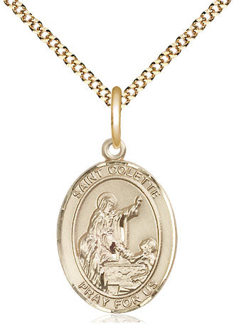 St Colette Medal Necklace, gold-filled, Bliss Manufacturing