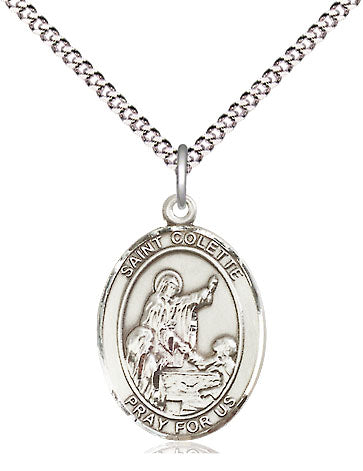 St Colette Medal Necklace, pewter / sterling silver / gold-filled (view 4), Bliss Manufacturing