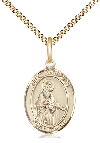 St Remigius of Reims Medal Necklace, gold-filled, Bliss Manufacturing