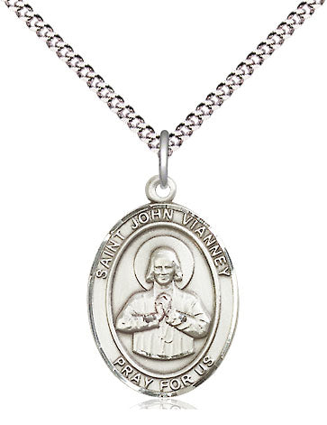 St John Vianney Medal Necklace, pewter / sterling silver / gold-filled (view 4), Bliss Manufacturing