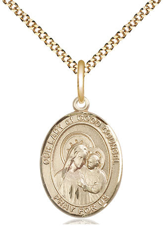 Our Lady of Good Counsel Catholic Patron Saint Medal, gold-filled, Bliss Manufacturing