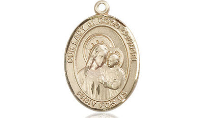 Our Lady of Good Counsel Catholic Patron Saint Medal, 14kt gold, Bliss Manufacturing