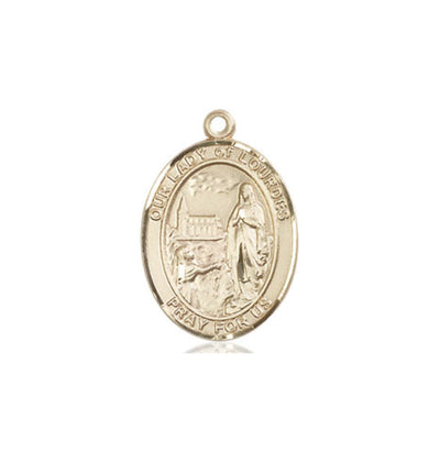 Our Lady of Lourdes Catholic Patron Saint Medium 14kt Gold Medal, Bliss Manufacturing