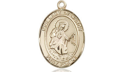 Our Lady of Mercy Catholic Patron Saint Medal, 14kt gold, Bliss Manufacturing