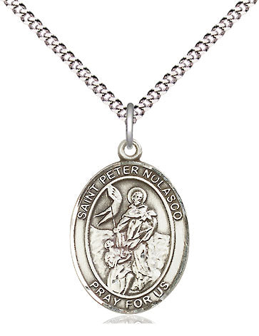 St Peter Nolasco Catholic Saint Medal, pewter / sterling silver / gold-filled (view 4), Bliss Manufacturing