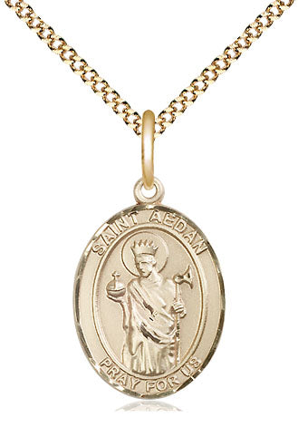 St Aedan of Ferns Medal Necklace, gold-filled, Bliss Manufacturing