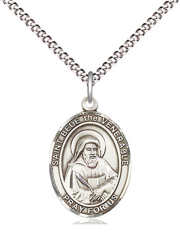 St Bede the Venerable Medal Necklace, pewter / sterling silver / gold-filled (view 4), Bliss Manufacturing