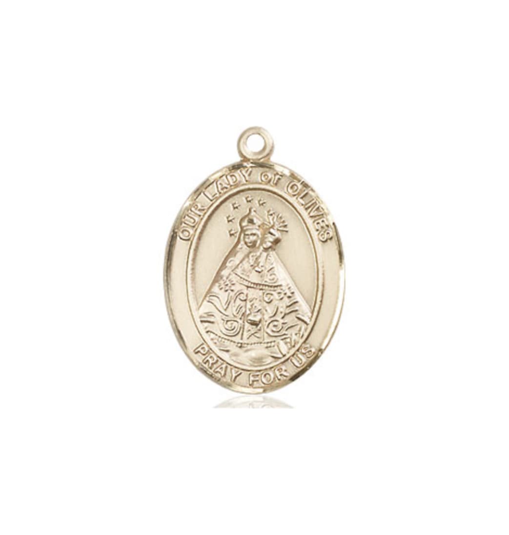 Bliss Our Lady of Olives Catholic Patron Saint 14kt Gold Medium Medal,