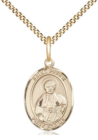 St Pius X Catholic Saint Medal, gold-filled, Bliss Manufacturing