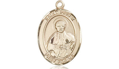 St Pius X Catholic Saint Medal, 14kt gold, Bliss Manufacturing
