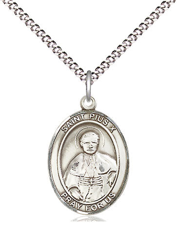 St Pius X Catholic Saint Medal, pewter / sterling silver / gold-filled (view 4), Bliss Manufacturing