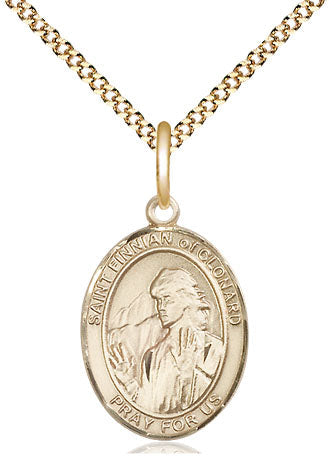 St Finnian of Clonard Medal Necklace, gold-filled, Bliss Manufacturing