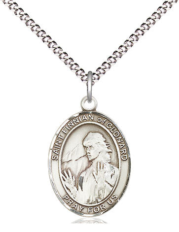 St Finnian of Clonard Medal Necklace, pewter / sterling silver / gold-filled (view 4), Bliss Manufacturing