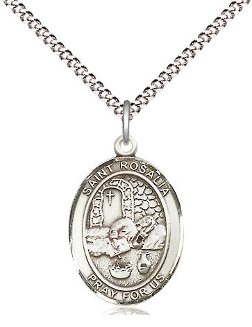 St Rosalia Catholic Saint Medal, pewter / sterling silver / gold-filled (view 4), Bliss Manufacturing