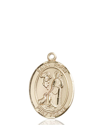 St Roch Catholic Saint Medal, 14kt gold, Bliss Manufacturing