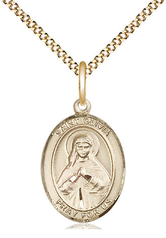 St Olivia Catholic Saint Oval Medal, gold-filled, Bliss Manufacturing