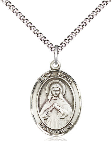 St Olivia Catholic Saint Oval Medal, pewter / sterling silver / gold-filled (view 4), Bliss Manufacturing