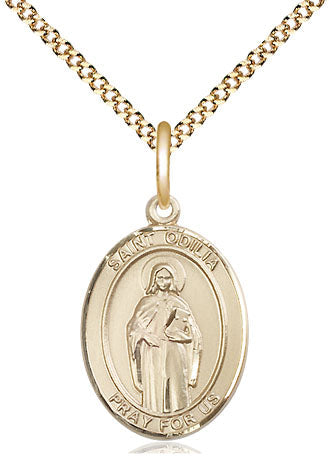 St Odilia Catholic Saint Oval Medal, gold-filled, Bliss Manufacturing