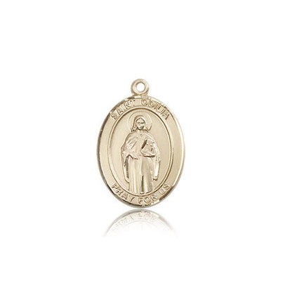St Odilia Catholic Saint Oval Medal, 14kt gold, Bliss Manufacturing