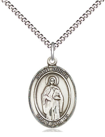 St Odilia Catholic Saint Oval Medal, pewter / sterling silver / gold-filled (view 4), Bliss Manufacturing