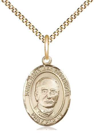 medium 14kt gold filled st hannibal pendant on a 18 inch gold plate light curb chain, Bliss Manufacturing
