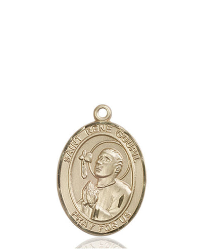 St Rene Goupil Catholic Saint Medal, 14kt gold, Bliss Manufacturing