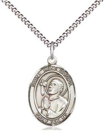 St Rene Goupil Catholic Saint Medal, pewter / sterling silver / gold-filled (view 4), Bliss Manufacturing