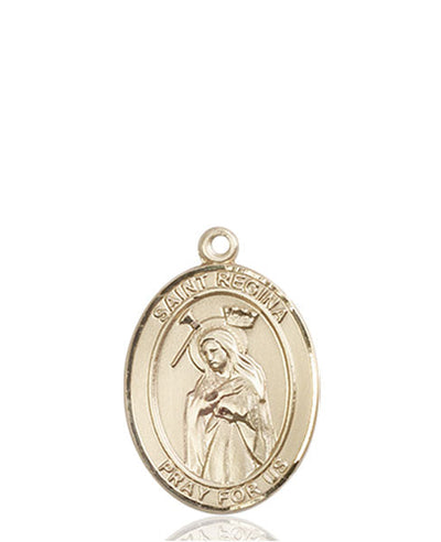 St Regina Catholic Saint Medal, 14kt gold, Bliss Manufacturing