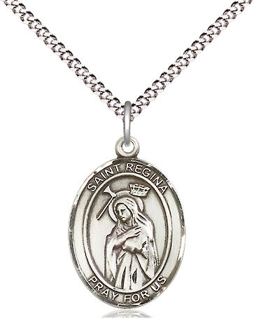 St Regina Catholic Saint Medal, pewter / sterling silver / gold-filled (view 4), Bliss Manufacturing