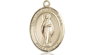 Our Lady Virgin of the Globe Catholic Patron Saint Medal, 14kt gold, Bliss Manufacturing