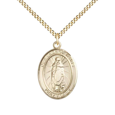 Our Lady of Tears Catholic Patron Saint Medal, gold-filled, Bliss Manufacturing