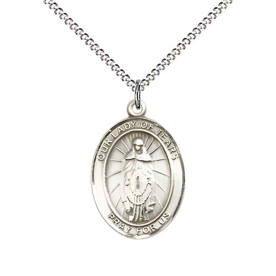 Our Lady of Tears Catholic Patron Saint Medal, pewter / sterling silver / gold-filled (view 4), Bliss Manufacturing