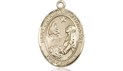 St Catherine of Bologna Medal Necklace, 14kt gold, Bliss Manufacturing