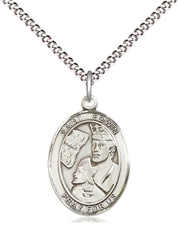 St Edwin Medal Necklace, pewter / sterling silver / gold-filled (view 4), Bliss Manufacturing