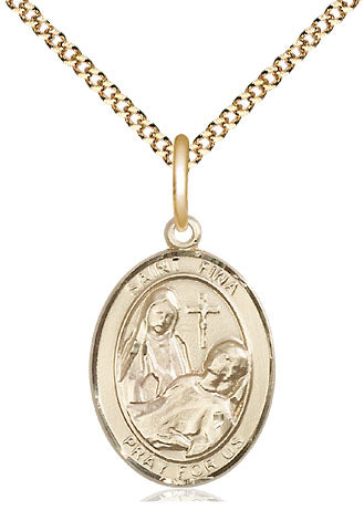 St Fina Medal Necklace, gold-filled, Bliss Manufacturing