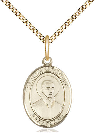 St John Berchmans Medal Necklace, gold-filled, Bliss Manufacturing