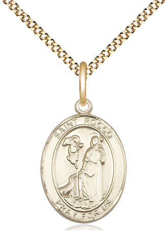 St Rocco Medal Necklace, gold-filled, Bliss Manufacturing