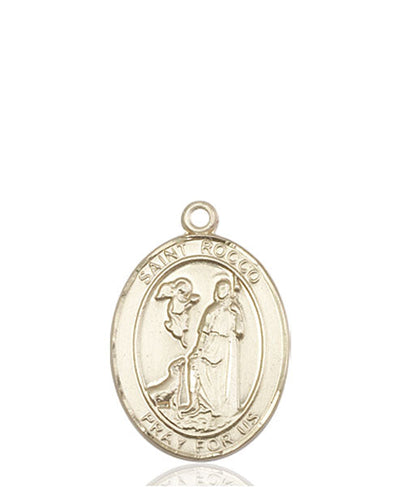 St Rocco Medal Necklace, 14kt gold, Bliss Manufacturing