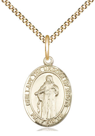 Our Lady the Undoer of Knots Catholic Patron Saint Medal, gold-filled, Bliss Manufacturing